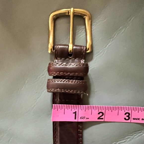 Vintage BROWN Genuine LEATHER OIL TANNED COWHIDE Belt With SOLID BRASS BELT 38 - Picture 9 of 9